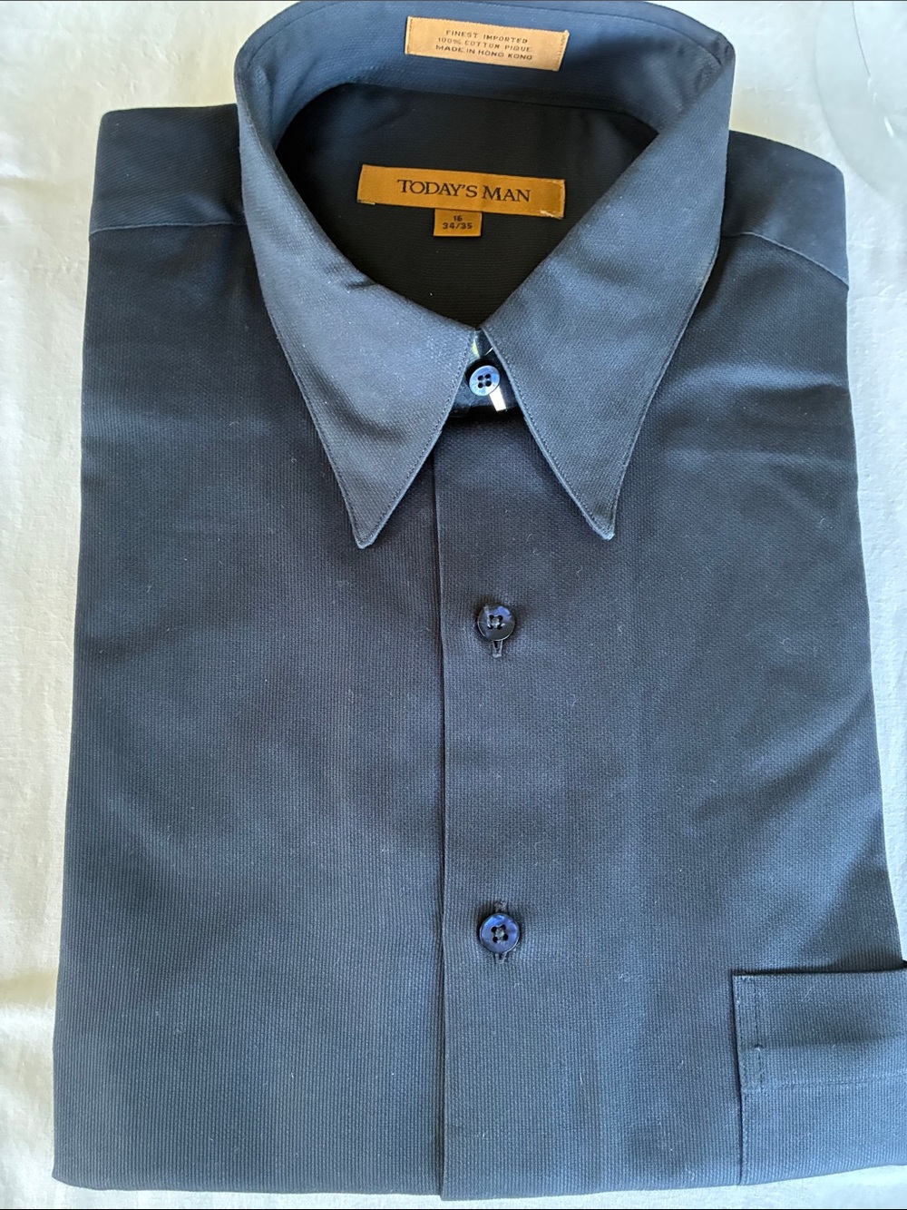 Today's Man Men's Navy Blue Dress Shirt - Point Collar